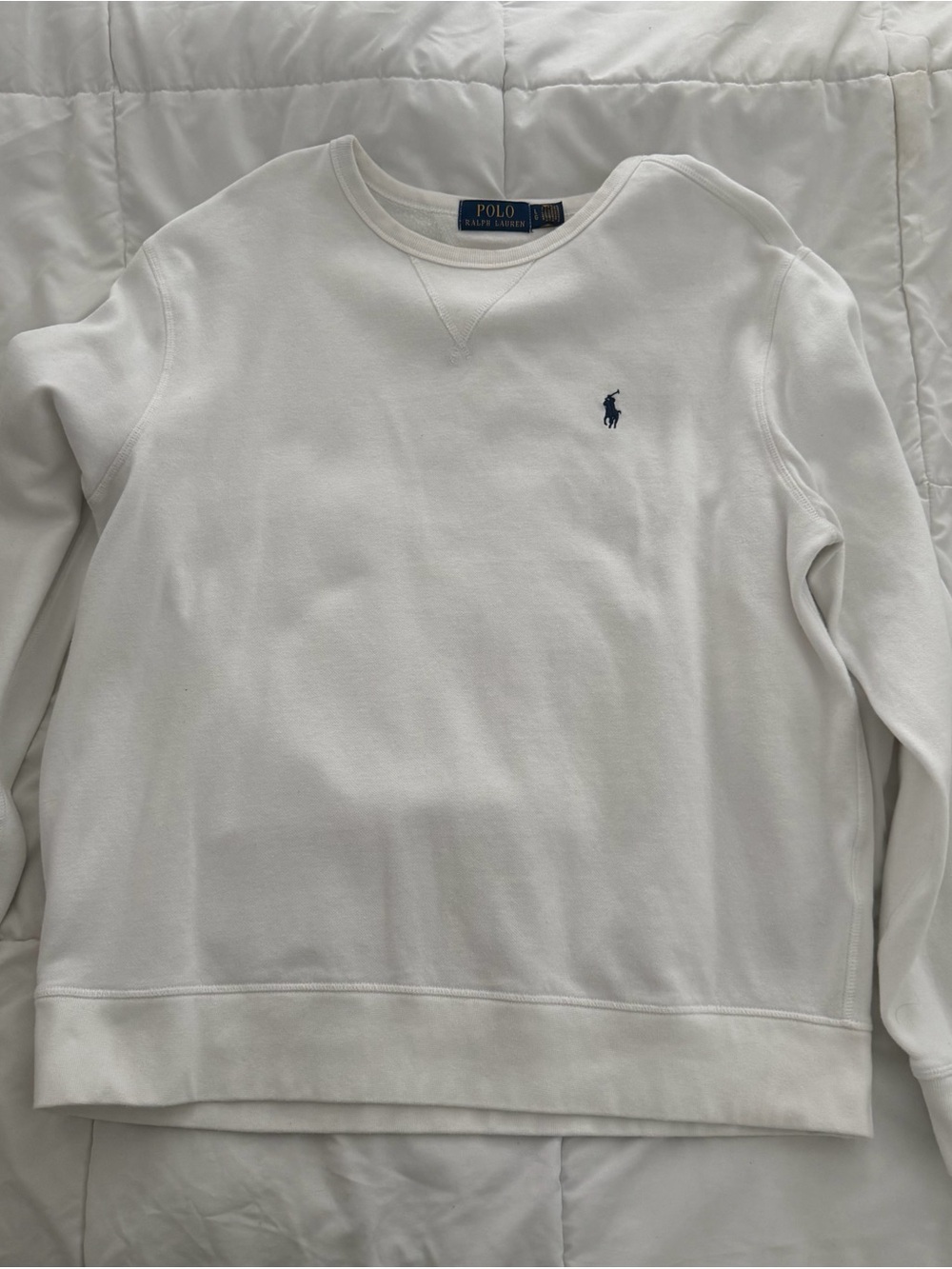 Polo by Ralph Lauren White Crewneck Sweatshirt with Navy Pony